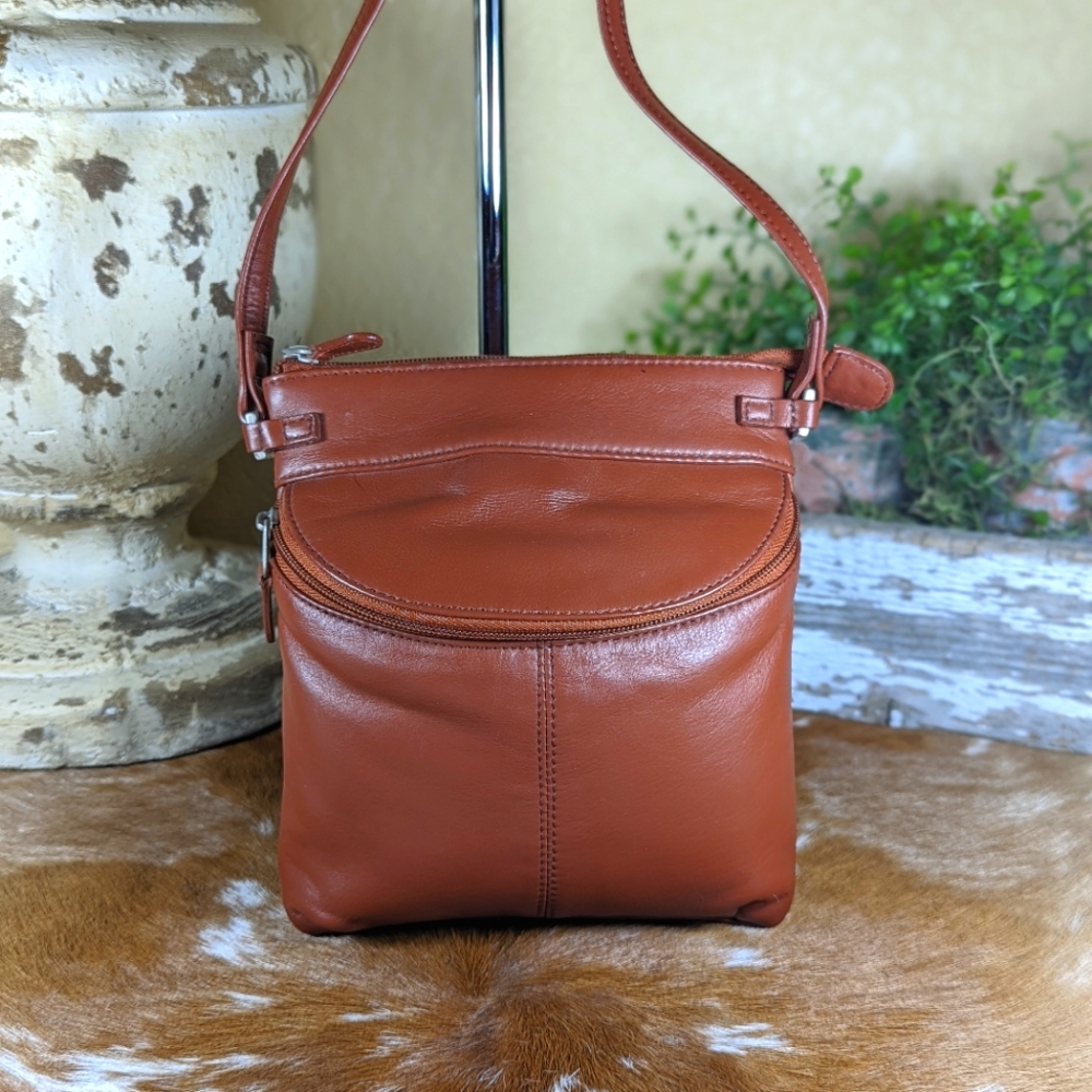 ILI New York Brown Leather Crossbody Handbag